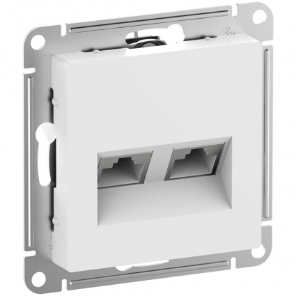 Розетка компьютерная двойная (2хRJ45) кат.6А Systeme Electric AtlasDesign Белый ATN000188, цвет белый