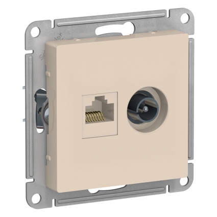 Розетка компьютерная двойная RJ45+TV Systeme Electric AtlasDesign Беж ATN000289, цвет бежевый