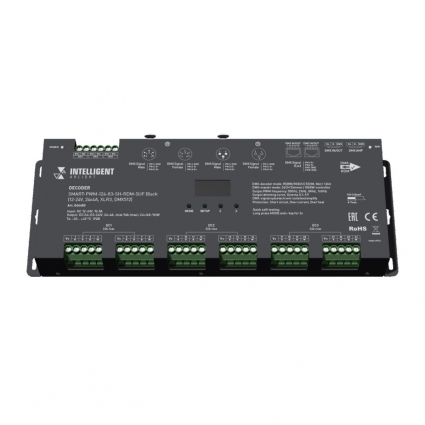 Декодер Arlight SMART-PWM-124-83-SH-RDM-SUF Black (12-24V, 24x4A, XLR3, DMX512) 046483