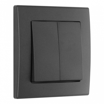 Выключатель двухклавишный Arte Milano SET06-1-30-2 black, цвет черный