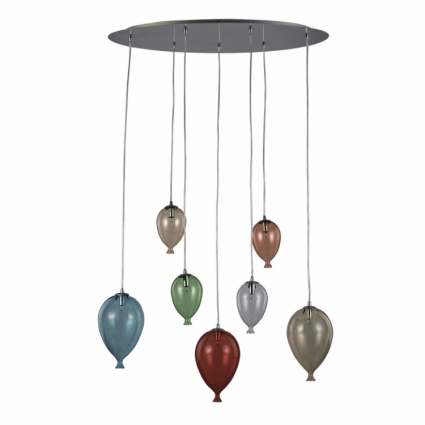 Подвесная люстра Ideal Lux Clown SP7 Color для гостиной площадью до 15.6 кв.м.,  в стиле Хай-тек