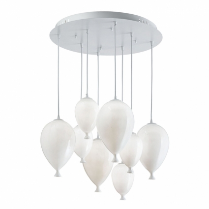 Подвесная люстра Ideal Lux Clown SP8 Bianco для гостиной площадью до 17.8 кв.м.,  в стиле Хай-тек