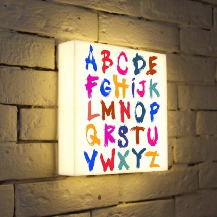 Лайтбокс Alphabet 2 25x25-004 для детской площадью до 3 кв.м., цвет разноцветный,  в стиле лофт