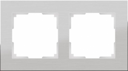 Рамка Aluminium на 2 поста алюминий WL11-Frame-02 4690389073632, цвет серебро,  в современном стиле