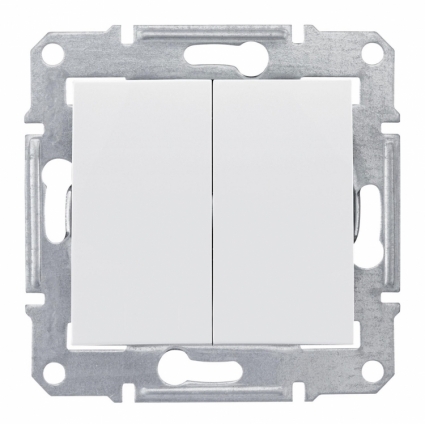 Выключатель двухклавишный Schneider Electric Sedna 10A 250V SDN0300121, цвет белый,  в современном стиле