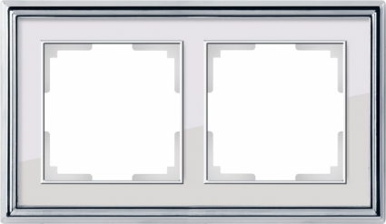 Рамка Palacio на 2 поста хром/белый WL17-Frame-02 4690389108105, цвет белый,  в классическом стиле