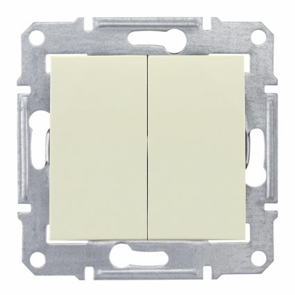 Переключатель двухклавишный Schneider Electric Sedna 10A 250V SDN0600147, цвет бежевый,  в современном стиле