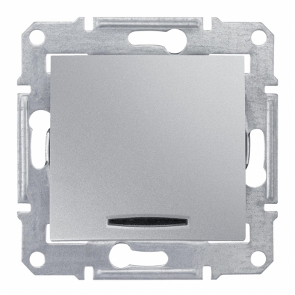 Переключатель одноклавишный с синей подсветкой Schneider Electric Sedna 10A 250V SDN1500160, цвет серебро,  в современном стиле