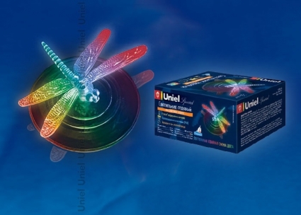 Светильник на солнечных батареях (07293) Uniel USL-S-106/PT075 Magic Dragonfly на площадь до 3.3 кв.м., цвет разноцветный,  в современном стиле