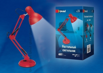 Настольная лампа (UL-00002121) Uniel TLI-221 Red E27 для офиса площадью до 3.3 кв.м.,  в современном стиле