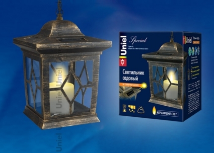 Подвесной светильник на солнечных батареях (10227) Uniel USL-S-180/PT220 Bronze lantern на площадь до 3.3 кв.м., цвет бронза,  в современном стиле
