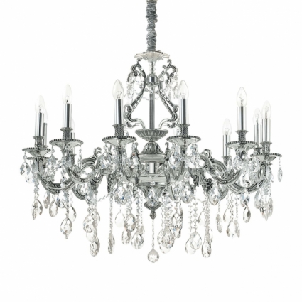 Подвесная люстра Ideal Lux Gioconda SP12 Argento для гостиной, цвет серебро,  в классическом стиле
