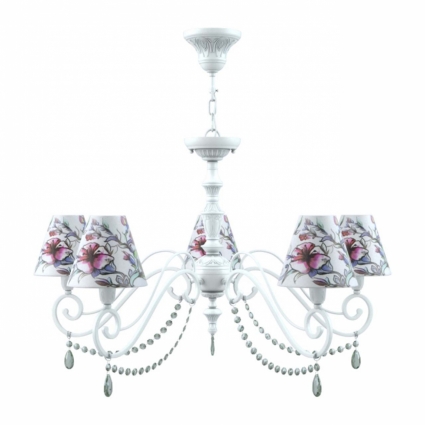 Подвесная люстра Lamp4you Classic E3-05-WM-LMP-O-13-CRL-E3-05-GR-UP для спальни, цвет белый,  в стиле прованс