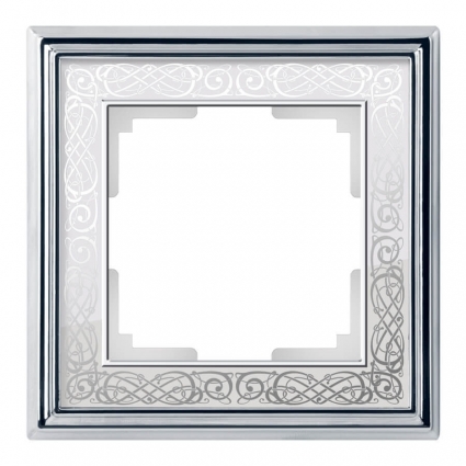 Рамка Palacio Gracia на 1 пост хром/белый WL77-Frame-01 4690389126031, цвет белый,  в классическом стиле