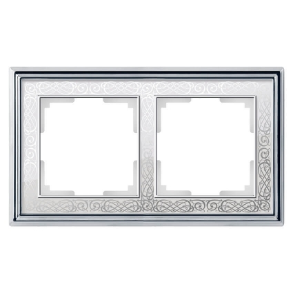 Рамка Palacio Gracia на 2 поста хром/белый WL77-Frame-02 4690389126062, цвет белый,  в классическом стиле