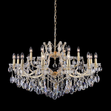 Подвесная люстра Crystal Lux Hollywood SP12+6 Gold для больших залов, цвет золотой,  в классическом стиле