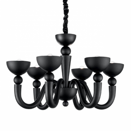 Подвесная люстра Ideal Lux Bon Bon SP6 Nero для спальни, цвет черный,  в стиле арт-деко