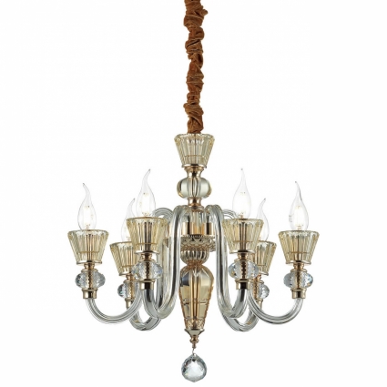 Подвесная люстра Ideal Lux Strauss SP6 для спальни площадью до 13.3 кв.м., цвет золотой,  в классическом стиле