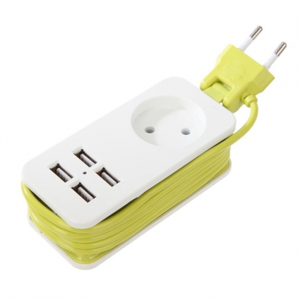 Удлинитель (UL-00003331) 1гн х 1,5м б/з Uniel Travel S-CT1-1,5U White/Green, цвет белый