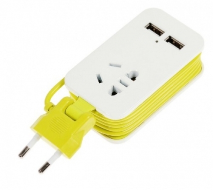 Удлинитель (UL-00003429) 1гн х 1,5м б/з Uniel Travel S-CT1-1,5U White/Green, цвет белый