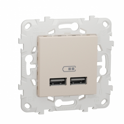 Розетка компьютерная USBx2 Schneider Electric Unica New NU541844, цвет бежевый