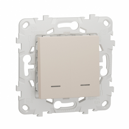 Выключатель двухклавишный Schneider Electric Unica New NU521144N, цвет бежевый