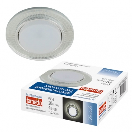 Встраиваемый светильник Fametto Luciole DLS-L155 GX53 GLASSY/CLEAR 3D для гостиной, цвет белый