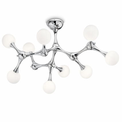 Потолочная люстра Ideal Lux Nodino PL9 Cromo для гостиной площадью до 7.5 кв.м.,  в стиле Хай-тек
