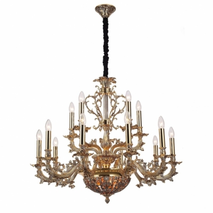 Подвесная люстра Lucia Tucci Firenze 1780.15.3 Antique Gold для больших залов площадью до 40 кв.м.,  в классическом стиле