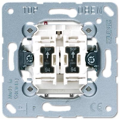 Выключатель двухклавишный с подсветкой Jung 10А 250V 505U5, цвет серый