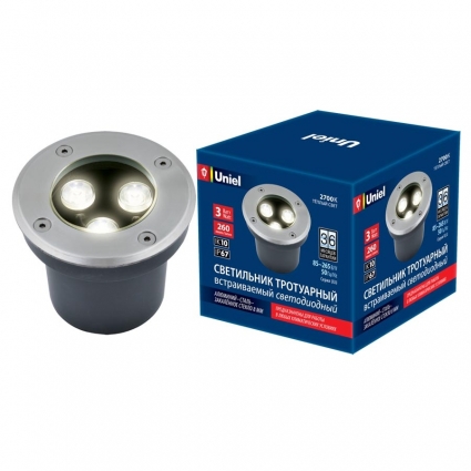 Ландшафтный светодиодный светильник (UL-00006820) Uniel ULU-B10A-3W/2700K IP67 Grey, цоколь LED