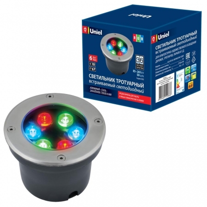 Ландшафтный светодиодный светильник (UL-00006821) Uniel ULU-B11A-6W/RGB IP67 Grey, цоколь LED