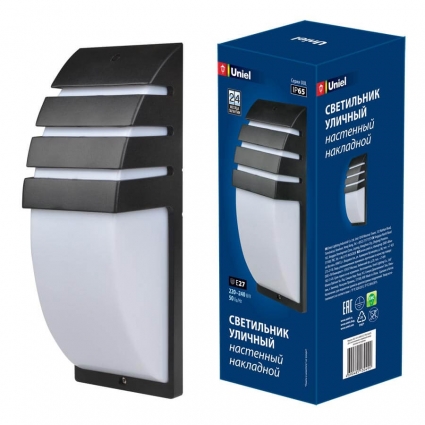 Уличный настенный светильник (UL-00006803) Uniel UUL-S41A 40W/E27 IP65 Black, цоколь E27