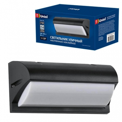 Уличный настенный светильник (UL-00006807) Uniel UUL-S07A 60W/E27 IP54 Black, цоколь E27