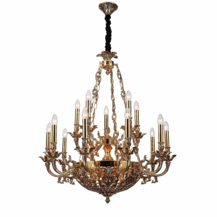 Подвесная люстра Lucia Tucci Firenze 1781.15.3 Antique Gold для больших залов площадью до 40 кв.м.,  в классическом стиле