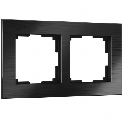 Рамка Werkel Aluminium на 2 поста черный алюминий W0021708 4690389158056, цвет черный,  в современном стиле