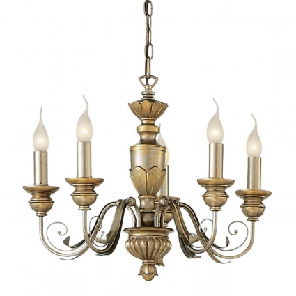Подвесная люстра Ideal Lux Firenze Sp5 Oro Antico 020822 для спальни площадью до 11.1 кв.м.,  в классическом стиле