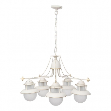 Подвесная люстра Abrasax Ursula L.9201-5CREAM/G на площадь до 12 кв.м., цвет кремовый,  в стиле лофт
