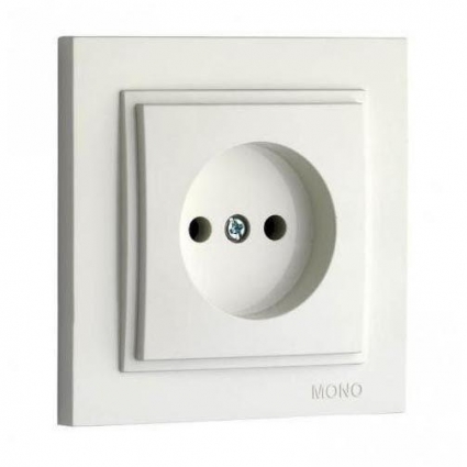 Розетка 2К Mono Electric Despina 16A 250V винтовое подключение жемчуг 102-252522-116, цвет белый,  в современном стиле