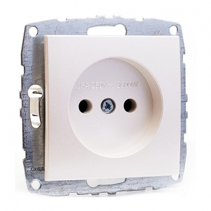 Розетка 2К Mono Electric Despina/ Larissa 16A 250V винтовое подключение жемчуг 500-002522-116, цвет белый,  в современном стиле