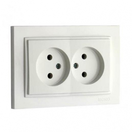 Розетка 2К двойная Mono Electric Despina 16A 250V винтовое подключение жемчуг 102-252505-121, цвет белый,  в современном стиле