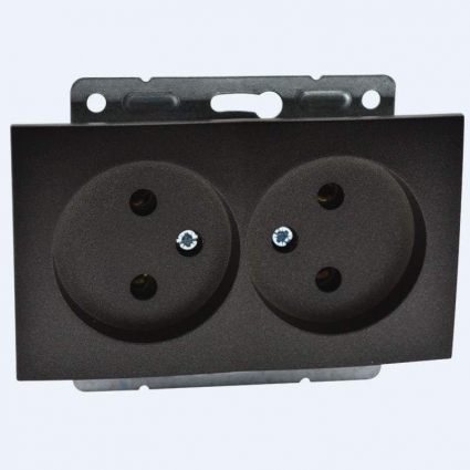 Розетка 2К двойная Mono Electric Despina/ Larissa 16A 250V винтовое подключение графит 500-002005-121, цвет графит,  в современном стиле