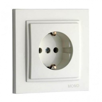 Розетка 2К+З Mono Electric Despina 16A 250V винтовое подключение белый 102-190021-117, цвет белый,  в современном стиле