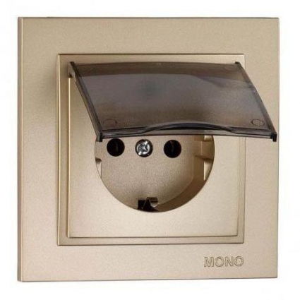 Розетка 2К+З Mono Electric Despina 16A 250V с крышкой винтовое подключение титан 102-222221-118, цвет титановый,  в современном стиле
