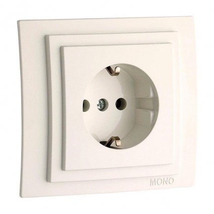 Розетка 2К+З Mono Electric Larissa 16A 250V винтовое подключение слоновая кость 103-010121-117 в современном стиле