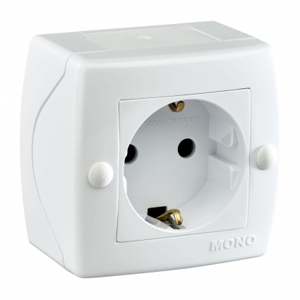 Розетка 2К+З Mono Electric Octans IP20 16A 250V винтовое подключение белый 104-010107-117, цвет белый,  в современном стиле