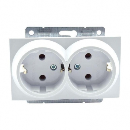 Розетка 2К+З двойная Mono Electric Despina/ Larissa 16A 250V винтовое подключение слоновая кость 500-000104-120 в современном стиле