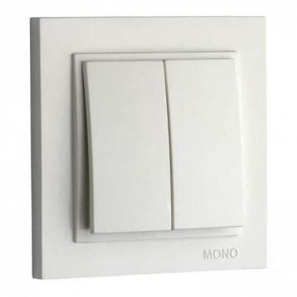 Выключатель Mono Electric Despina двухклавишный белый 102-190025-102, цвет белый,  в современном стиле