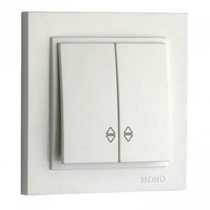 Выключатель Mono Electric Despina двухклавишный проходной жемчуг 102-252523-111, цвет белый,  в современном стиле