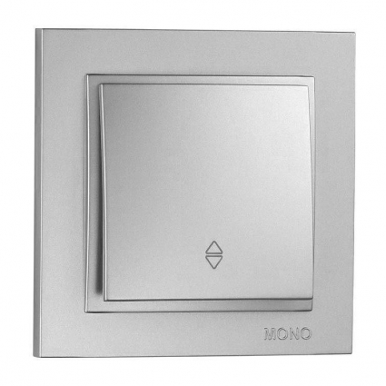 Выключатель Mono Electric Despina одноклавишный проходной серебро 102-212125-109, цвет серебро,  в современном стиле